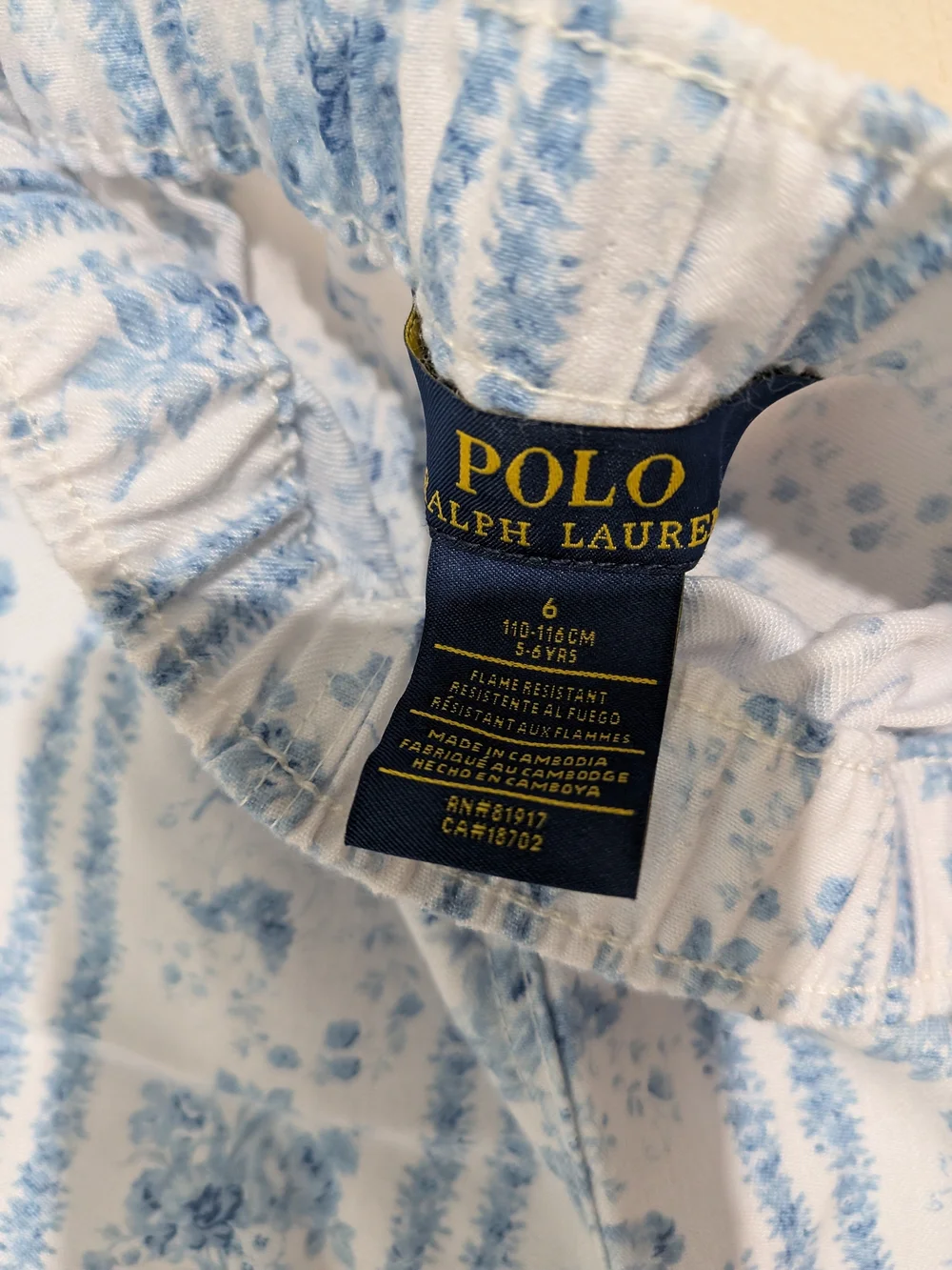 Ralph Lauren Light Blue Floral Stripe Short Pajama Set